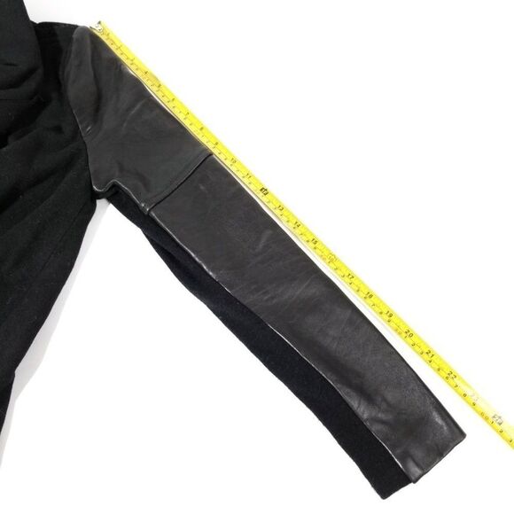 HELMUT LANG‎ 100% Sheepskin Leather Wool Draped Biker Jacket Luxury Small Black - Picture 4 of 12